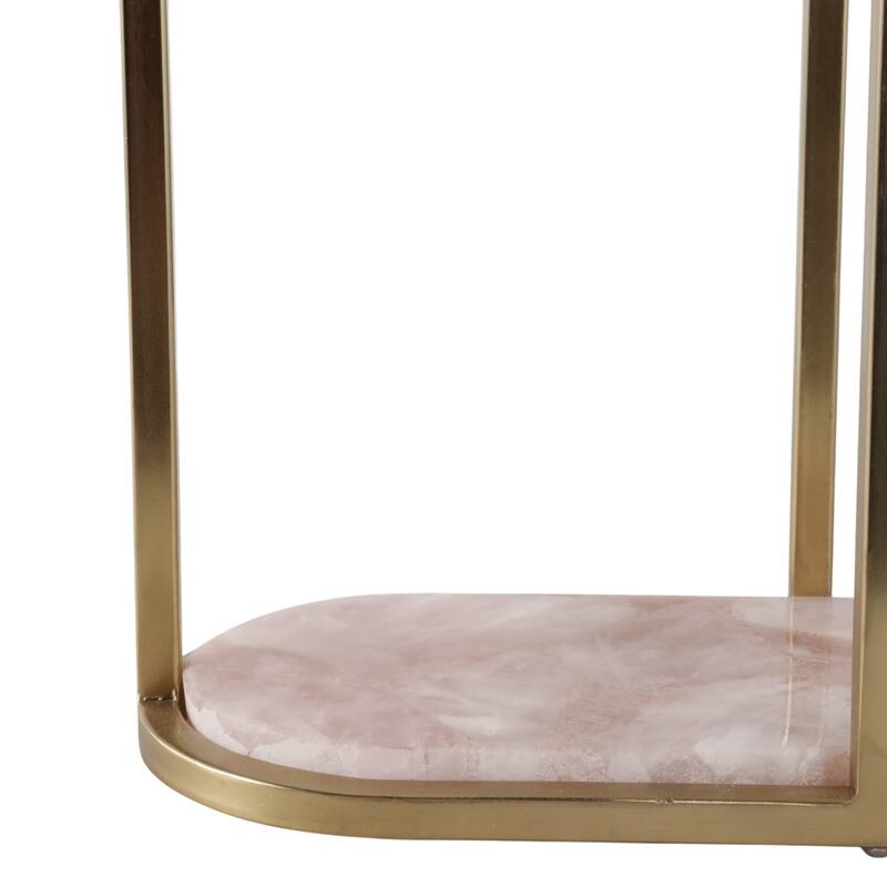 Quartz Side Table Elegant Narrow for Home Decor Accent - 24" Pink - 24.0"