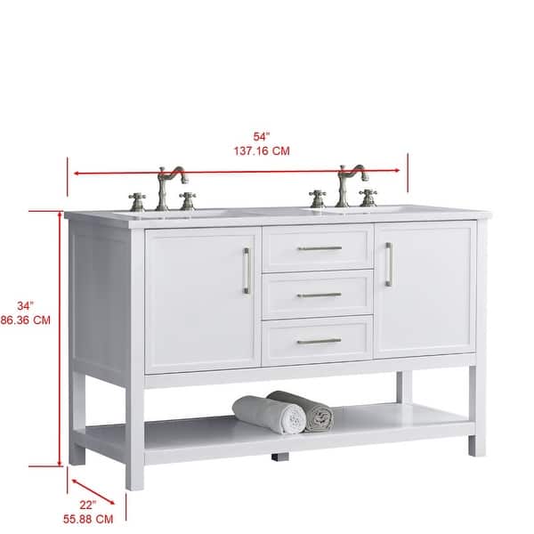 dimension image slide 0 of 4, Sudio Design Arlo 54" Double Bathroom Vanity - 54" Double Sink