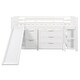 preview thumbnail 11 of 12, Twin Loft Bed with Slide & Storage Cabinets, Solid Wood Low Loft Bed with Drawers & Book Shelves for Kids Teens Girls Boys,White