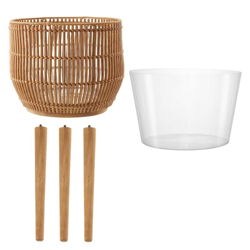 Indoor Planter with Stand Large Rattan Basket for Plants and Flowers