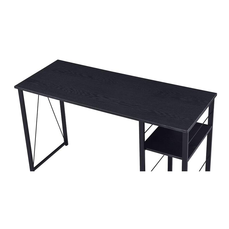 Rectangular Writing Desk with 2 Tier Shelf, Black