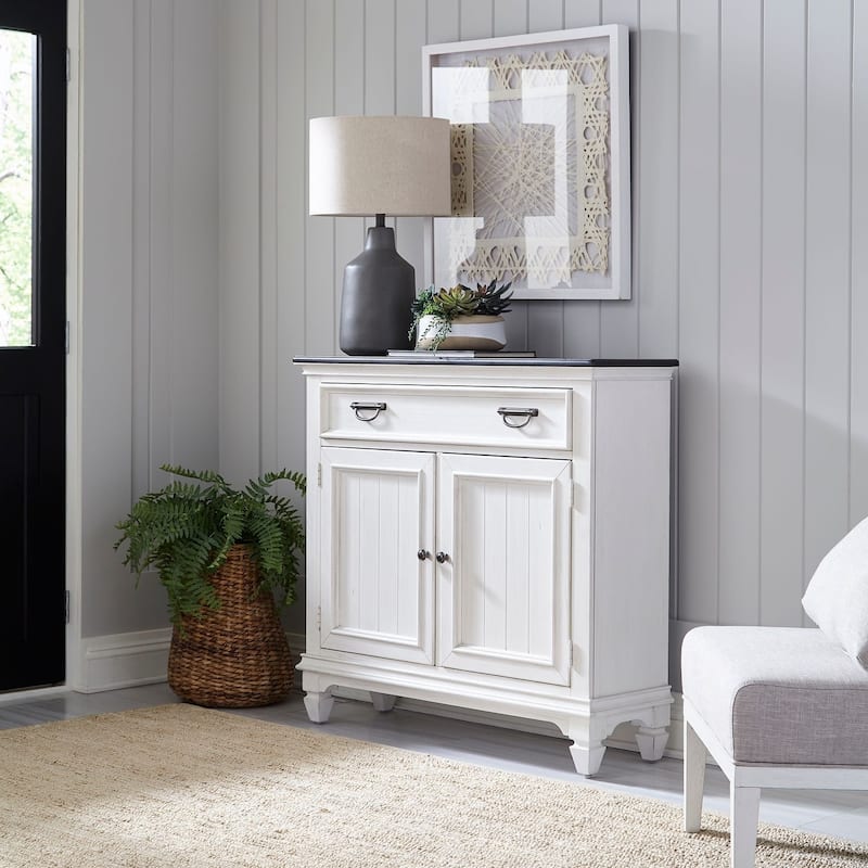 Allyson Park Wirebrushed White Charcoal 42 Inch Accent Hall Console - White