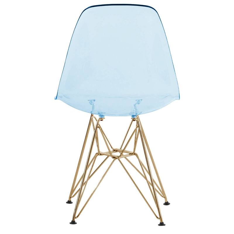Cresco Plastic Dining Side Chair with Eiffel Base in Gold Set of 2 by LeisureMod