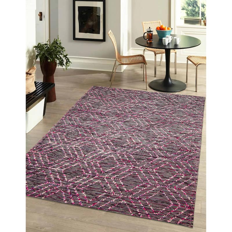 ECARPETGALLERY Braid weave Sienna Pink Wool Rug - 5'3 x 7'7