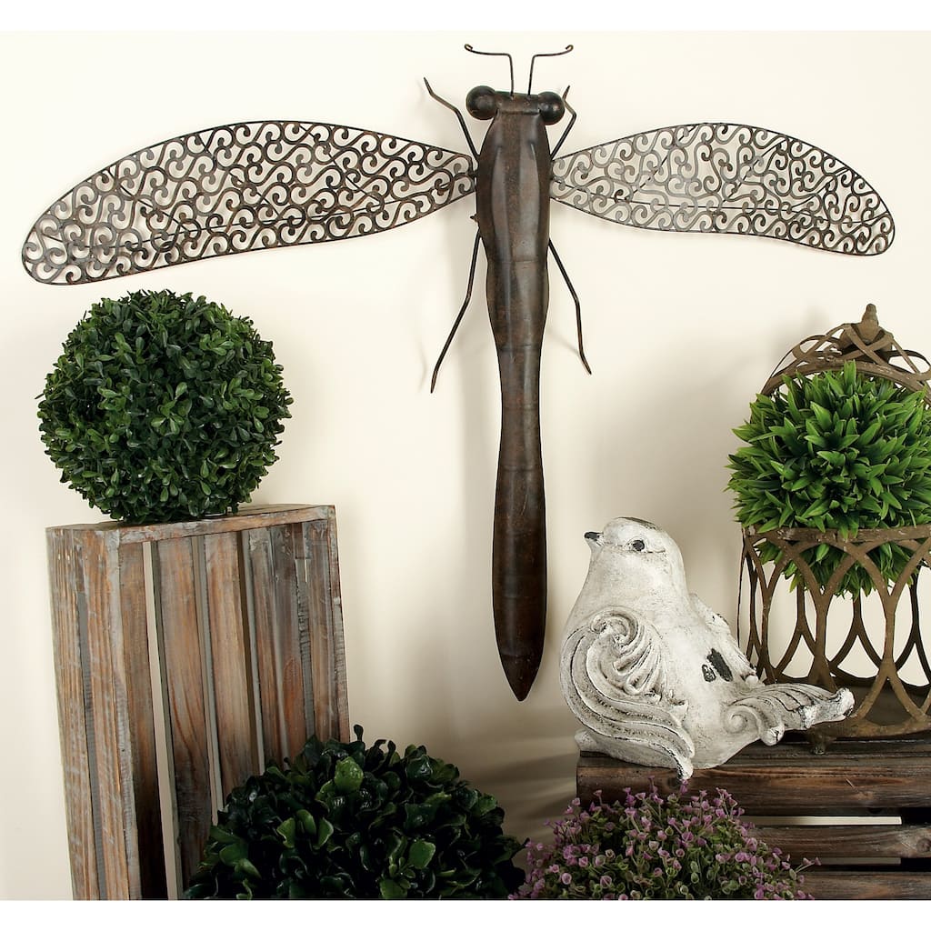 Brown Metal Indoor Outdoor Dragonfly Home Wall Decor