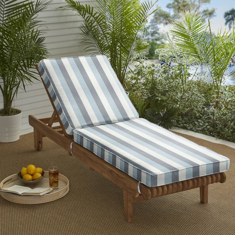 Sorra Home Sunbrella Outdoor Chaise Lounge Cushion - Sunbrella - Direction Dew - 73 in L x 24 in W x 3 in D