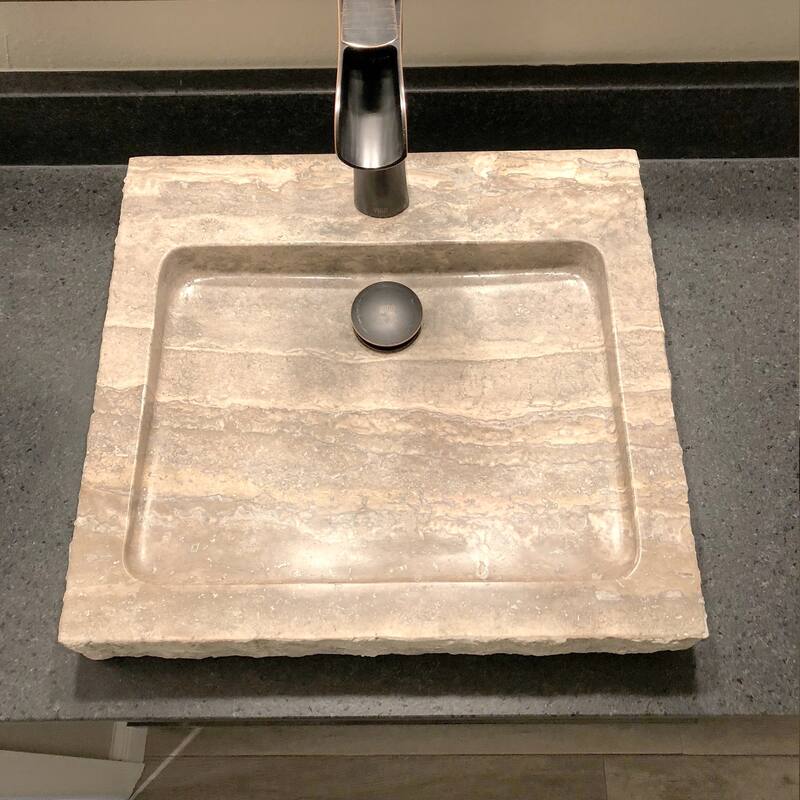 AA Warehousing Anthony Travertine Rectangular Sink