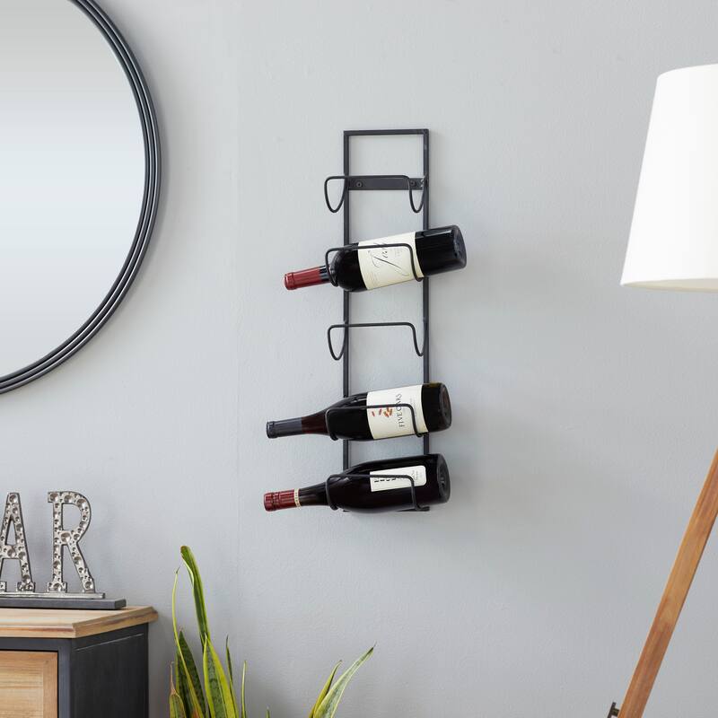 Black Metal 5 Bottle Wall Wine Rack