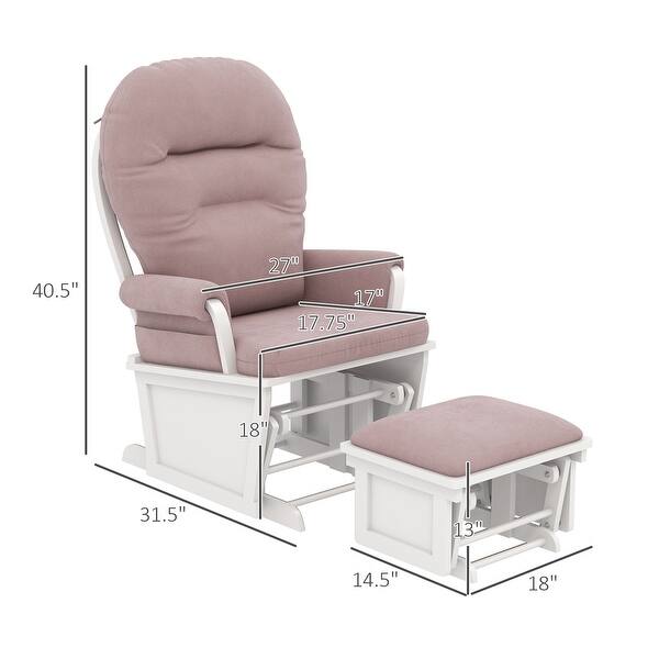dimension image slide 0 of 3, Nursery Glider Rocking Chair w/ Ottoman, Thick Padded Cushion Seating