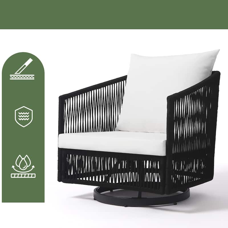 3-piece Cushioned Swivel Patio Wicker Furniture Set Outdoor Rattan Bistro Set