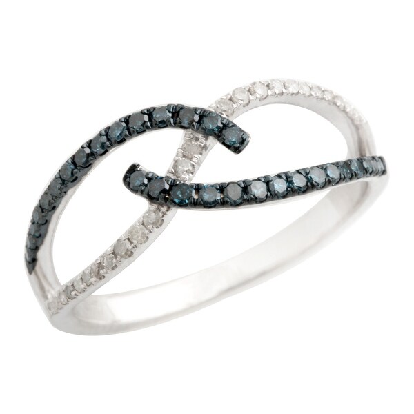 Brand New Round Brilliant Cut Blue Color Diamond with Natural Diamond Fancy Ring