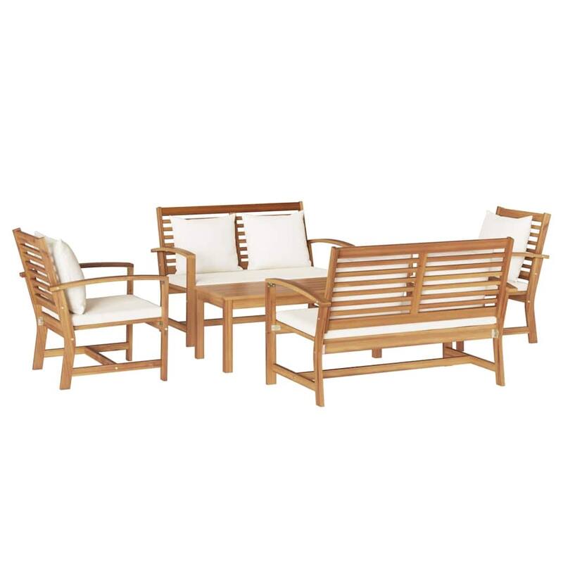 vidaXL Garden Sofa Set Natural Solid teak wood - 37 x 18 x 16