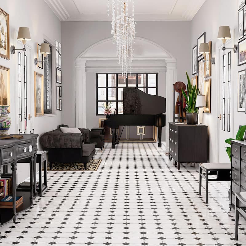 Merola Tile Merzoni Yard Marquina 13" x 13" Porcelain Floor and Wall Tile - Case (10 Tiles)
