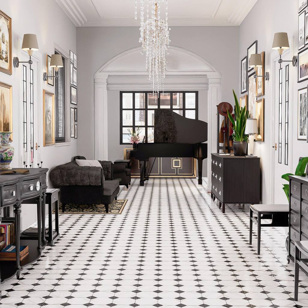 Merola Tile Merzoni Yard Marquina 13" x 13" Porcelain Floor and Wall Tile