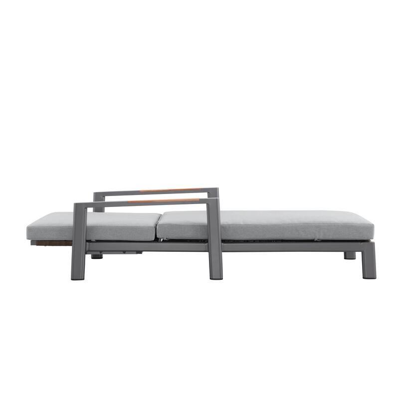 Arlo Teak & Wicker Aluminum Dual-Use Outdoor Chaise Lounge (Set of 2)