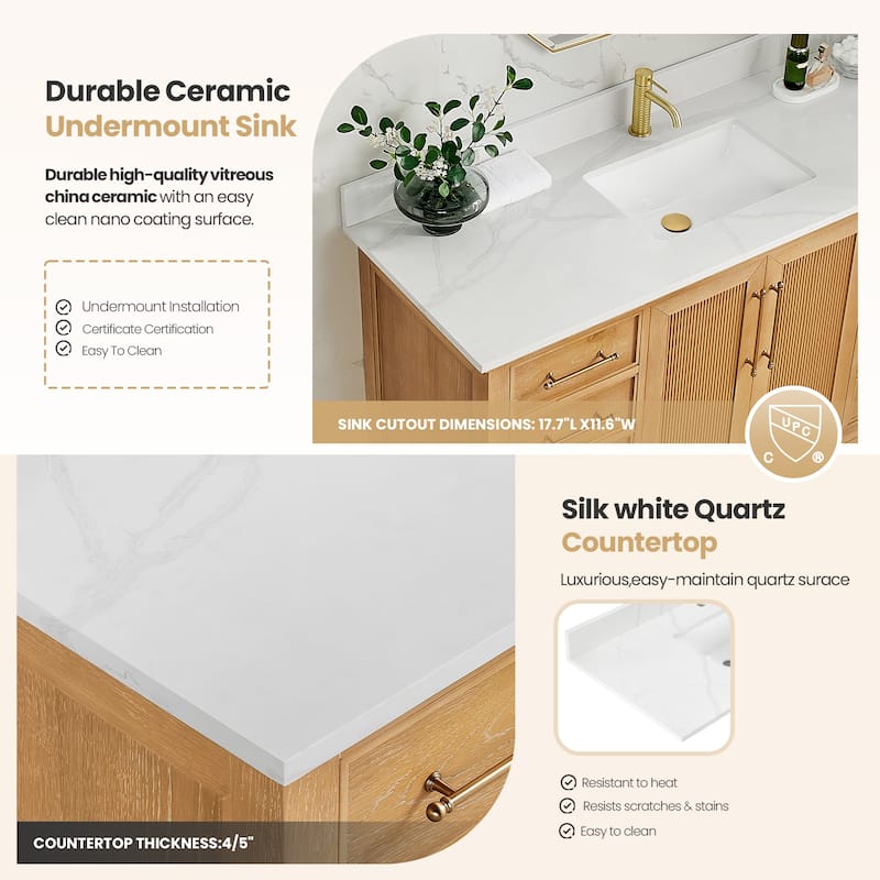 Tokyo Bath Vanity with Quartz Stone Top without Mirror