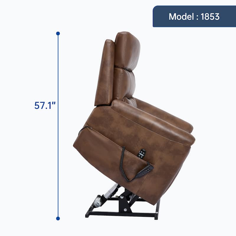 350 Lbs Leatherair Power Lift Recliner Chair, Heavy Duty Motion Mechanism With 8-Point Vibration Massage And Lumbar Heating