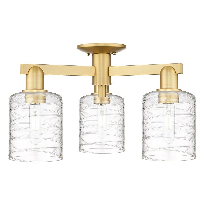 Innovations Lighting Endless Possibilities Arcadia - Cobbleskill - 3 Light 23" Semi-Flush Mount - Deco Swirl/Satin Gold