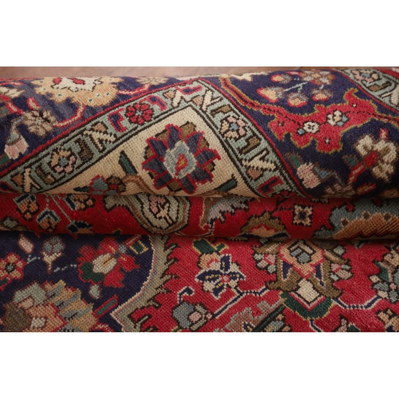 Tabriz Persian Vintage Area Rug Hand-Knotted Geometric Wool Carpet - 6'7"x 9'7"