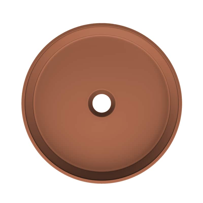 Lisse 14.5" Concrete Round Vessel Sink In Matte Terracotta - 14.5