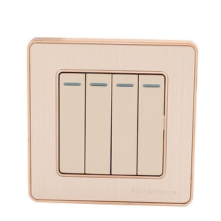 On/Off Press Button 4-Gang 1-Way Wall Switch Home Light Control Green ...