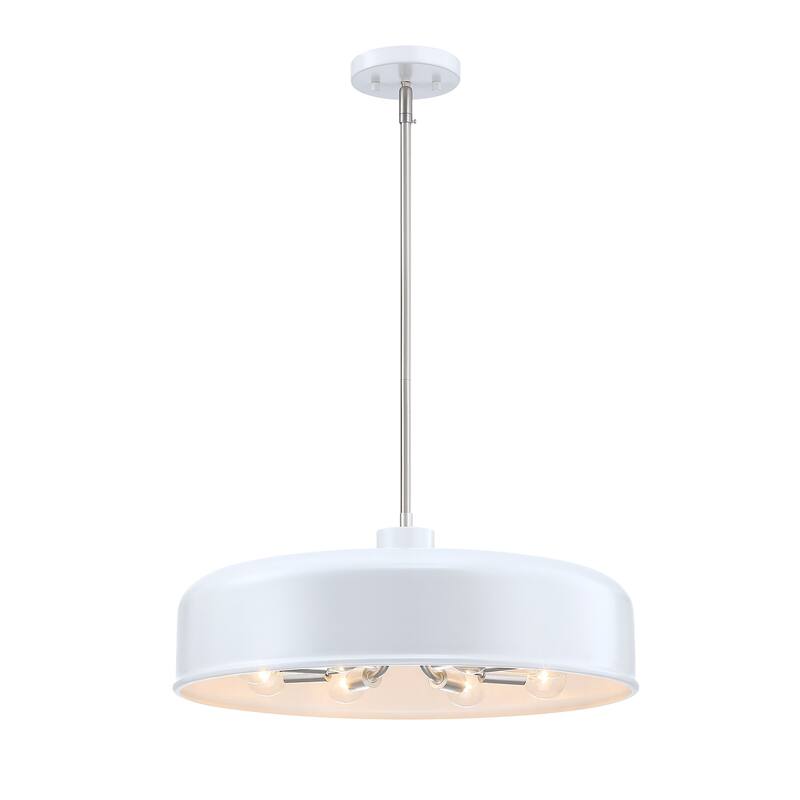 Forbidden Springs 60 Watt 8-Light Matte White Down Pendant Light with Metal Shade - 7.75