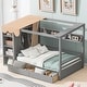 preview thumbnail 1 of 13, Full Size House Bed with Built-in Wardrobe, Two Drawers, Shelves, and Lace Curtain Design, Grey Finish Grey