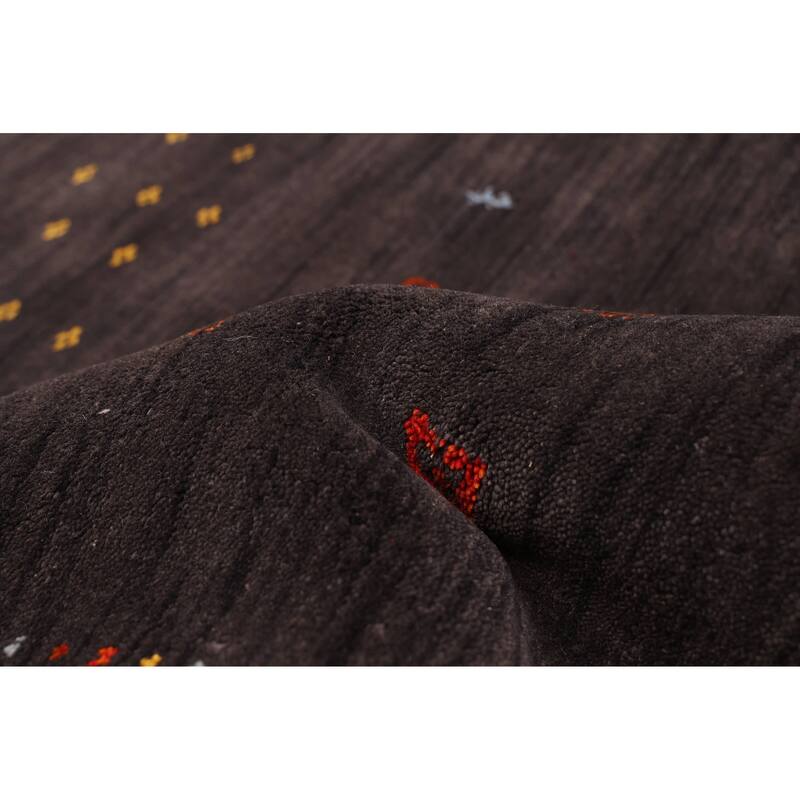 ECARPETGALLERY Hand Loomed Kashkuli Gabbeh Dark Grey Wool Rug - 8'2 x 9'7