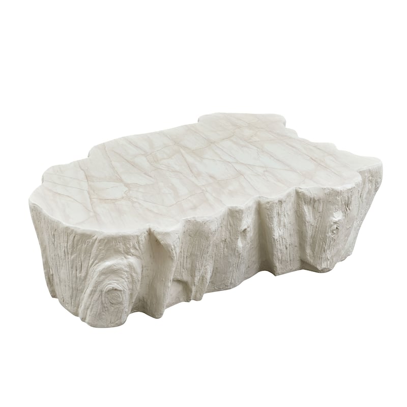 48.62" Unique Shape Sturdy Fiberglass Coffee Table for Living Room, No Need Assembly