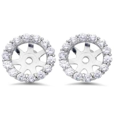 7/8ct Diamond Halo Stud Earring Jackets Solid White Gold (6-6.7mm)