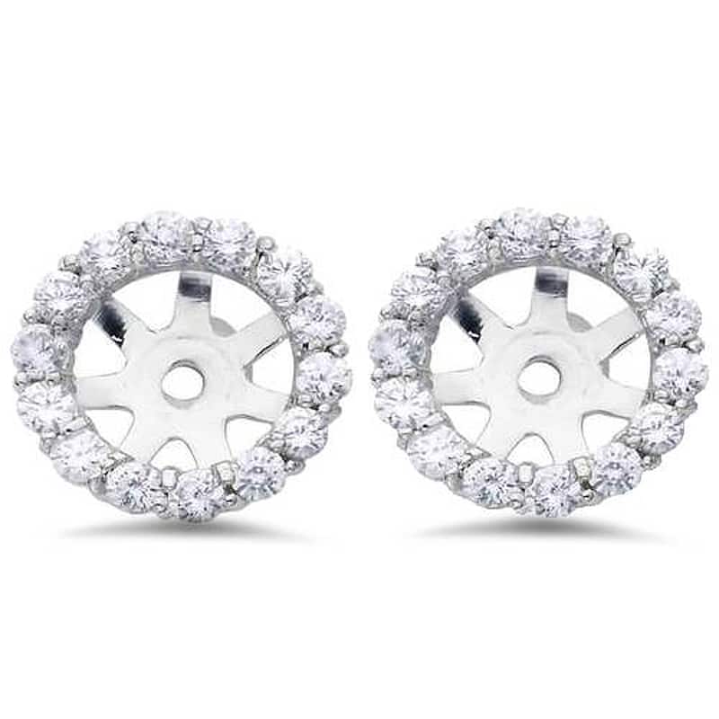 Bliss Diamond 7/8ct Diamond Halo Stud Earring Jackets Solid White Gold (6-6.7mm) - White