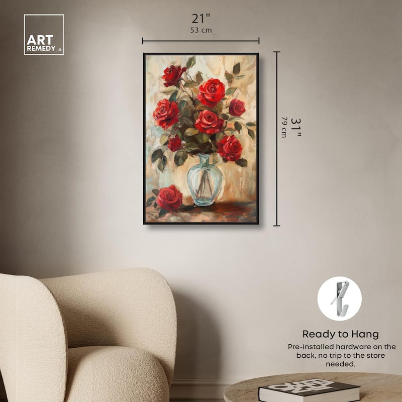 Ruby Roses in Riad Glass Canvas by Art Remedy