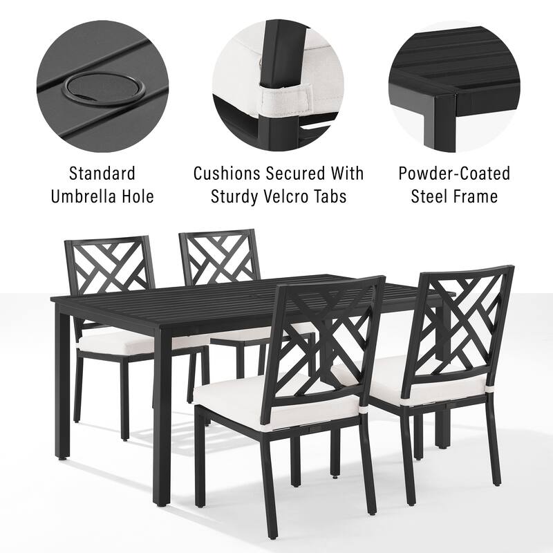Crosley Locke 5Pc Outdoor Metal Dining Set - Matte Black
