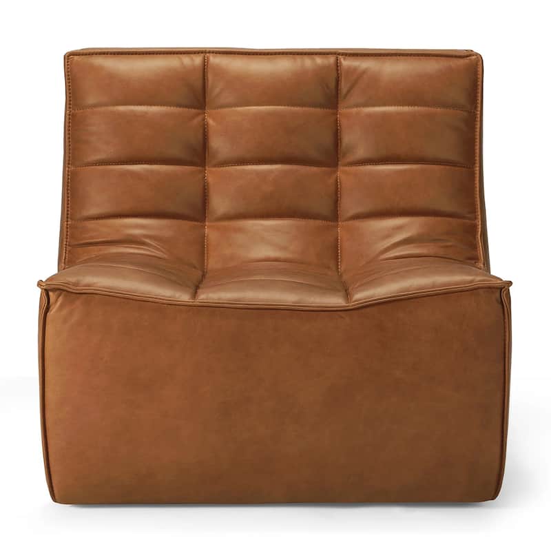 Dark Beige Fabric Italian Modern Minimalist Armless Couch One Seater Sofa - OldSaddle