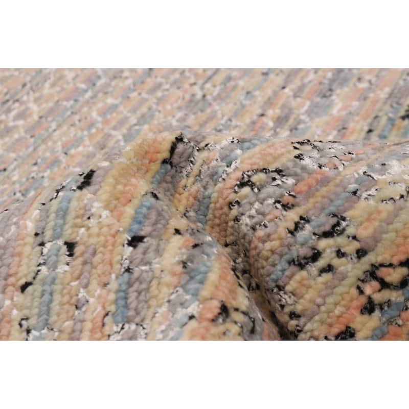 ECARPETGALLERY Hand-knotted Silk Shadow Multi Color Viscose, Wool Rug - 5' 11" x 9'