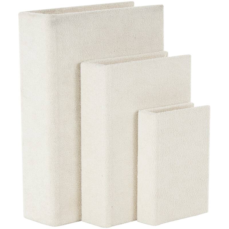 Roche River Decor - Linen Fabric Chevron Patterned or Texxtured Faux Book Storage Box - Set of 3 or 4 Multi-Colored