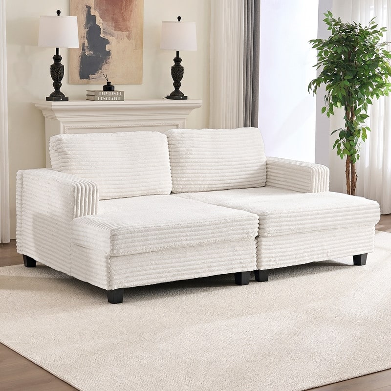 Mixoy Oversize Corduroy Fabric Convertible Modular 3-seater Sofa/Loveseat Sofa For Living Room