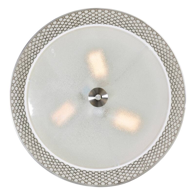 Mikayla 3 Light 17in Satin Nickel Drum Shade Flush Mount - Satin Nickel