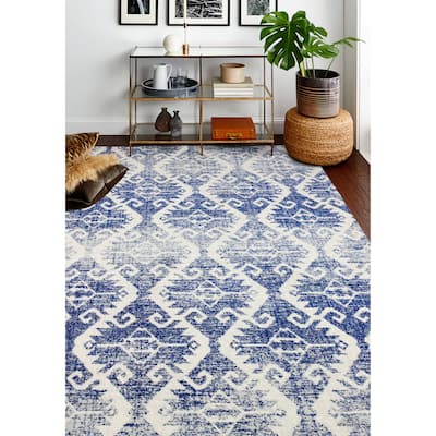 Bashian Zelig Ivory/Blue Transitional Area Rug