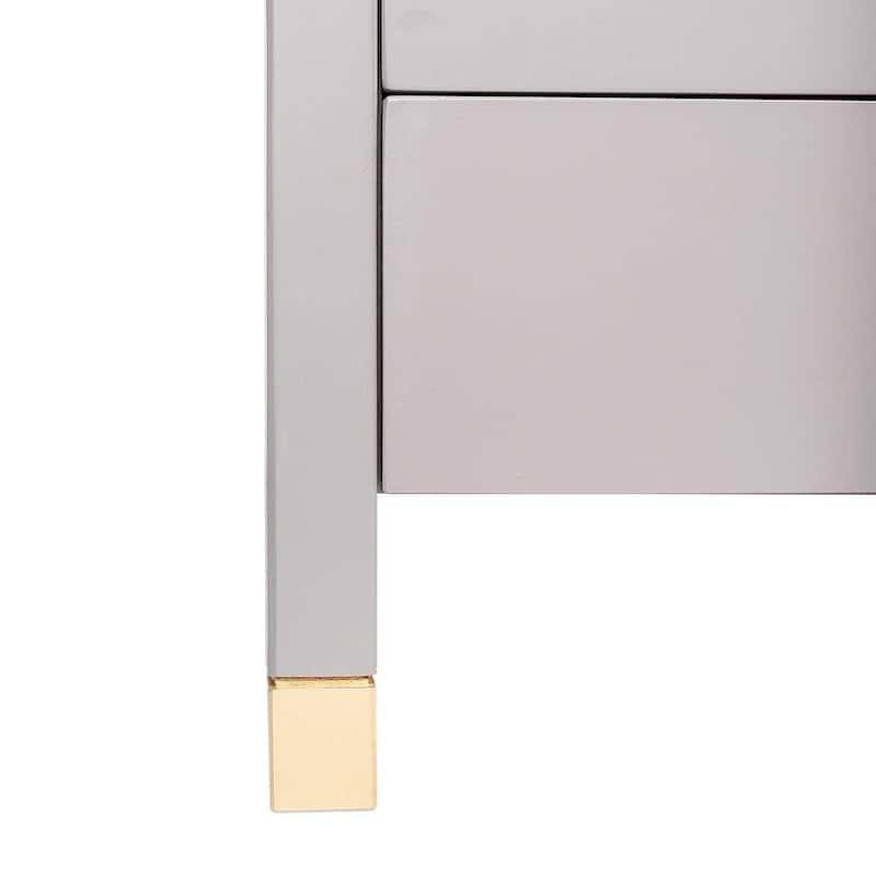 Painted Wood Storage Nightstand With Brass Accents by East at Main