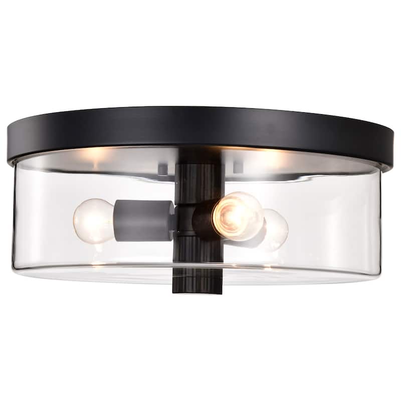 Clarksville - 15 Inch Flush Mount - Matte Black with Clear Glass