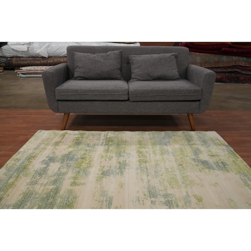 Hand Knotted Oriental Viscose Silk Carpet Modern Abstract Multi-Colored Abstract Area Rug - 6' 0'' X 4' 0''