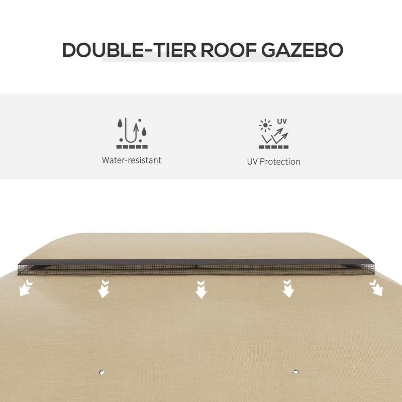 10x13 Foot Outdoor Gazebo with Netting, Vented Roof, Steel Frame for Garden, Lawn, Backyard, and Deck