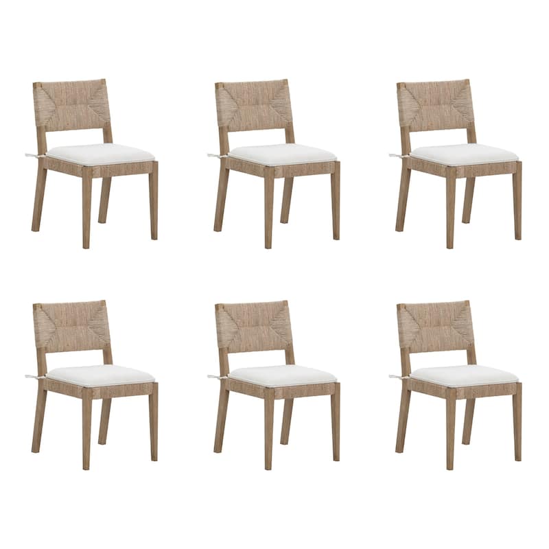 Beacon Boho Dining Chair with Boucle Seat, Seagrass Accent and Solid Wood Legs