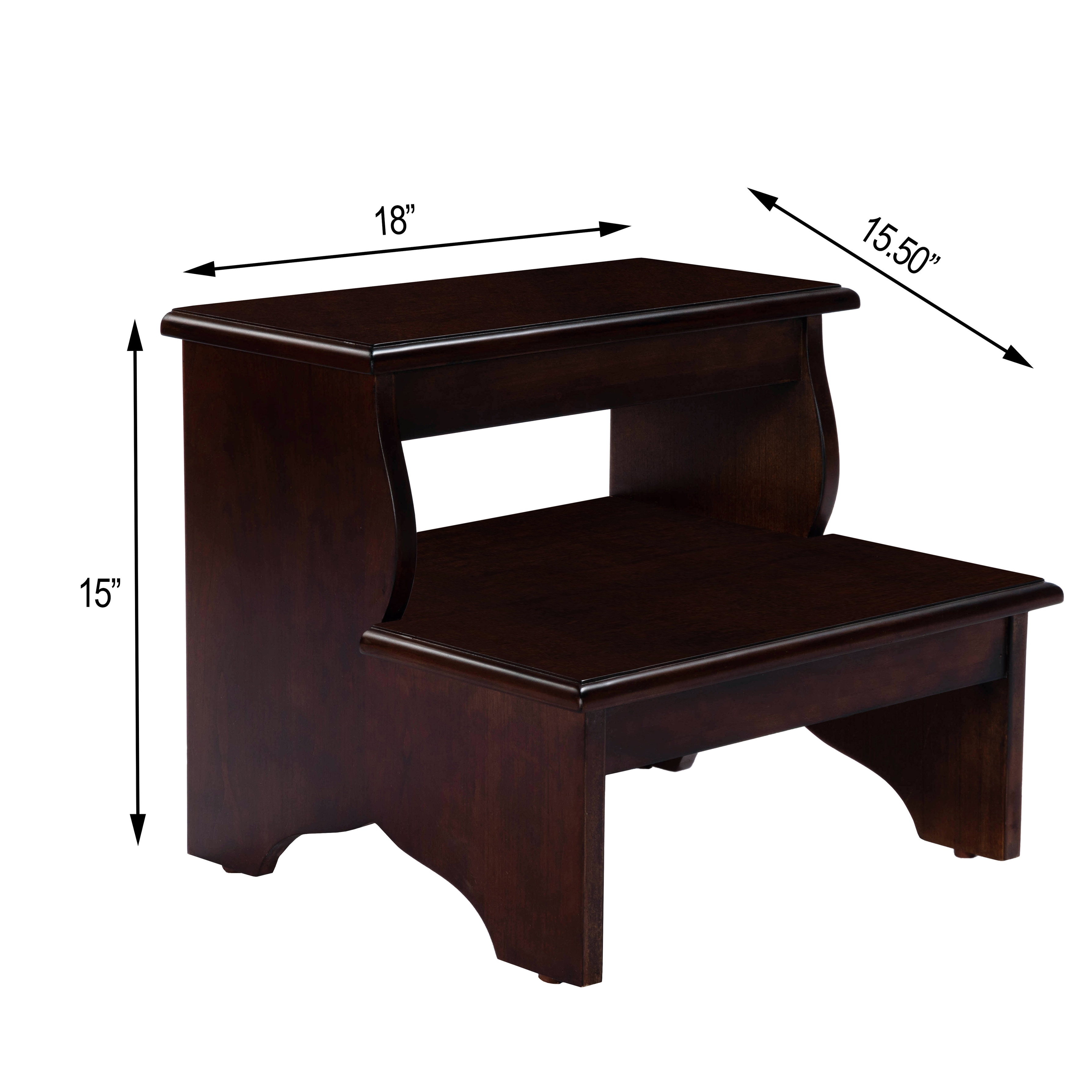 Kings Brand Dark Cherry Finish Wood Bedroom Step Stool With Sto.. Free Shipping 