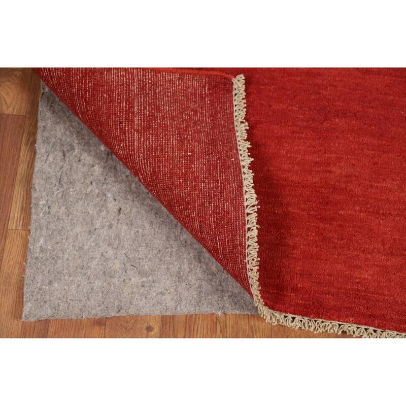 Contemporary Red Gabbeh Oriental Foyer Rug Handmade Wool Carpet - 3'4"x 4'10"