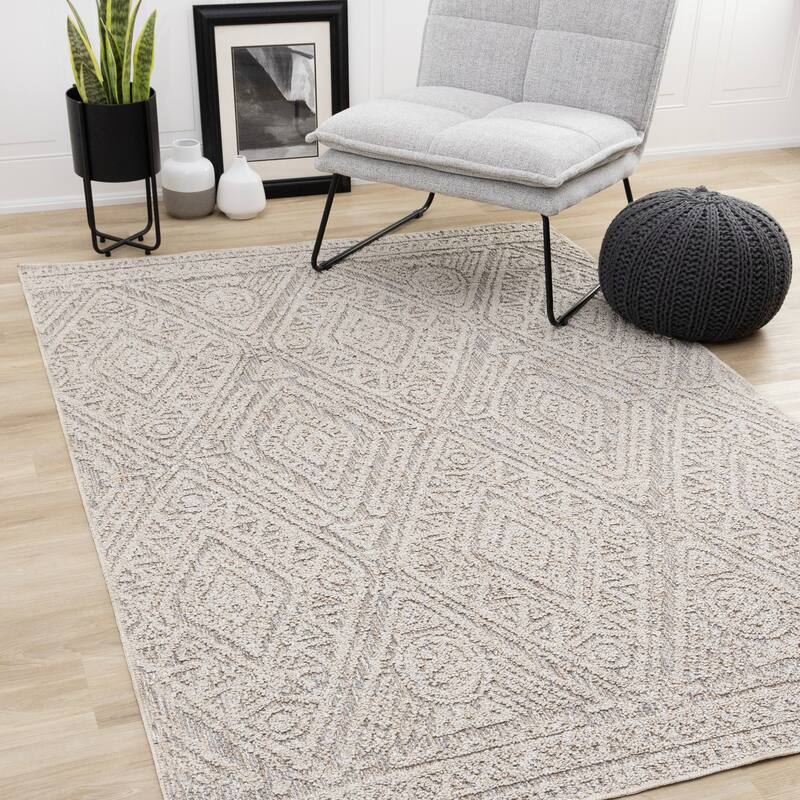 Alta Collection - Grey Beige Textured Area Rug, 2'0" x 3'3" - 2'0" x 3'3"