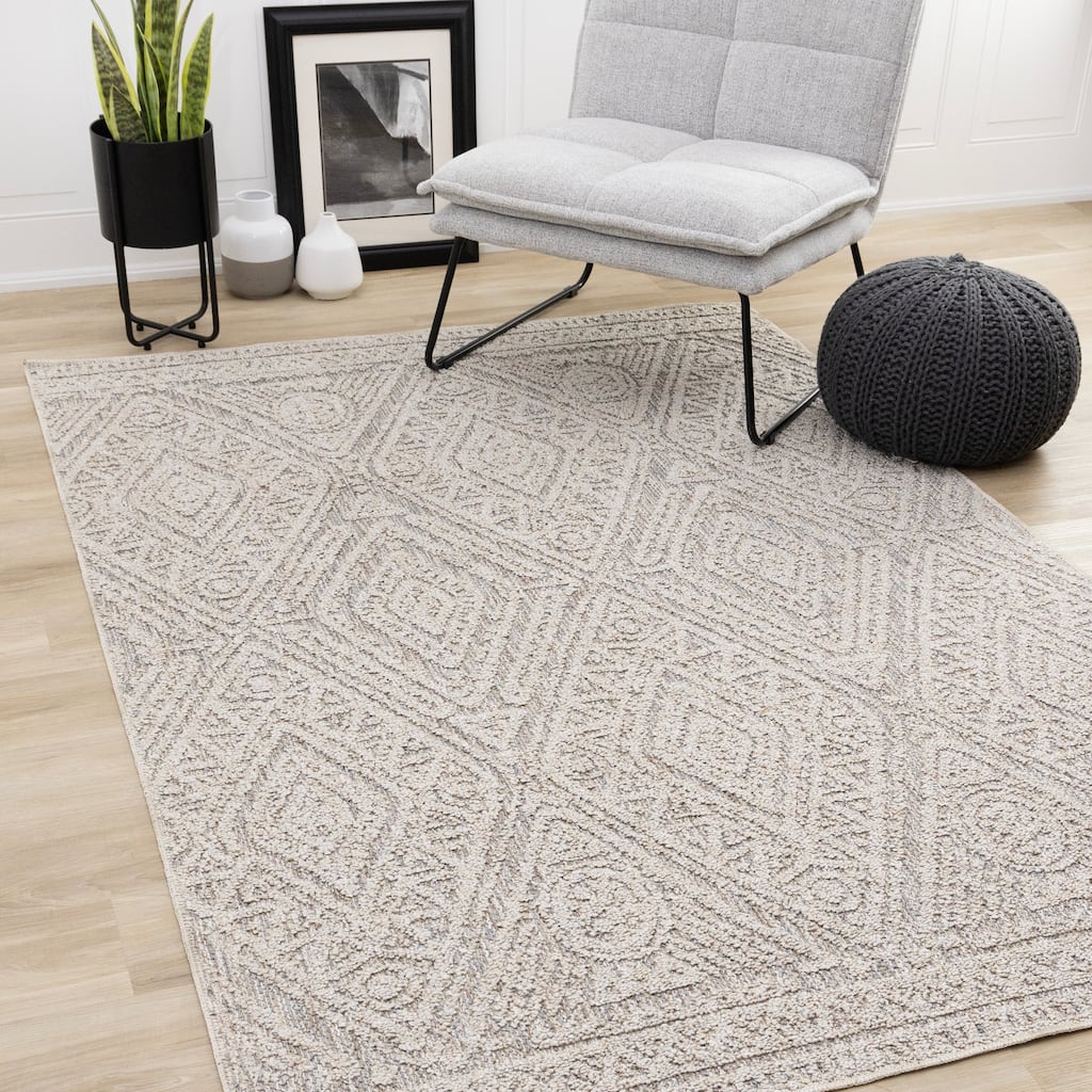 Alta Collection - Grey Beige Textured Area Rug