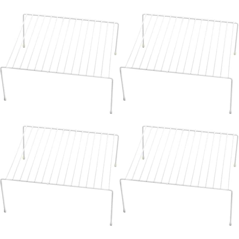 Ybm Home Wire Cabinet Helper Shelf Organizer, White 2553vc - 16"L x 9.75"W x 5.5"H - 4-Pack