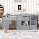 preview thumbnail 10 of 15, Solid Wood Twin Size Low Loft Bed with Stair and Drawer Grey
